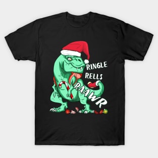 Funny Holiday T-Rex RINGLE RELLS RAAWR Christmas Gift T-Shirt